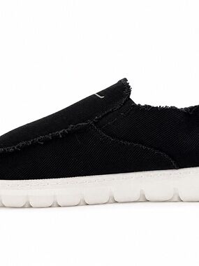 Women’s Black Moccasin Slip-On with White Sole